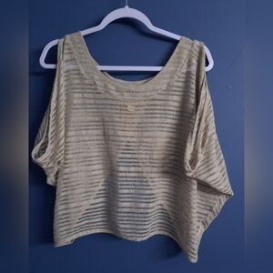 Decree Cream Tan Oversized Boxy Blouse